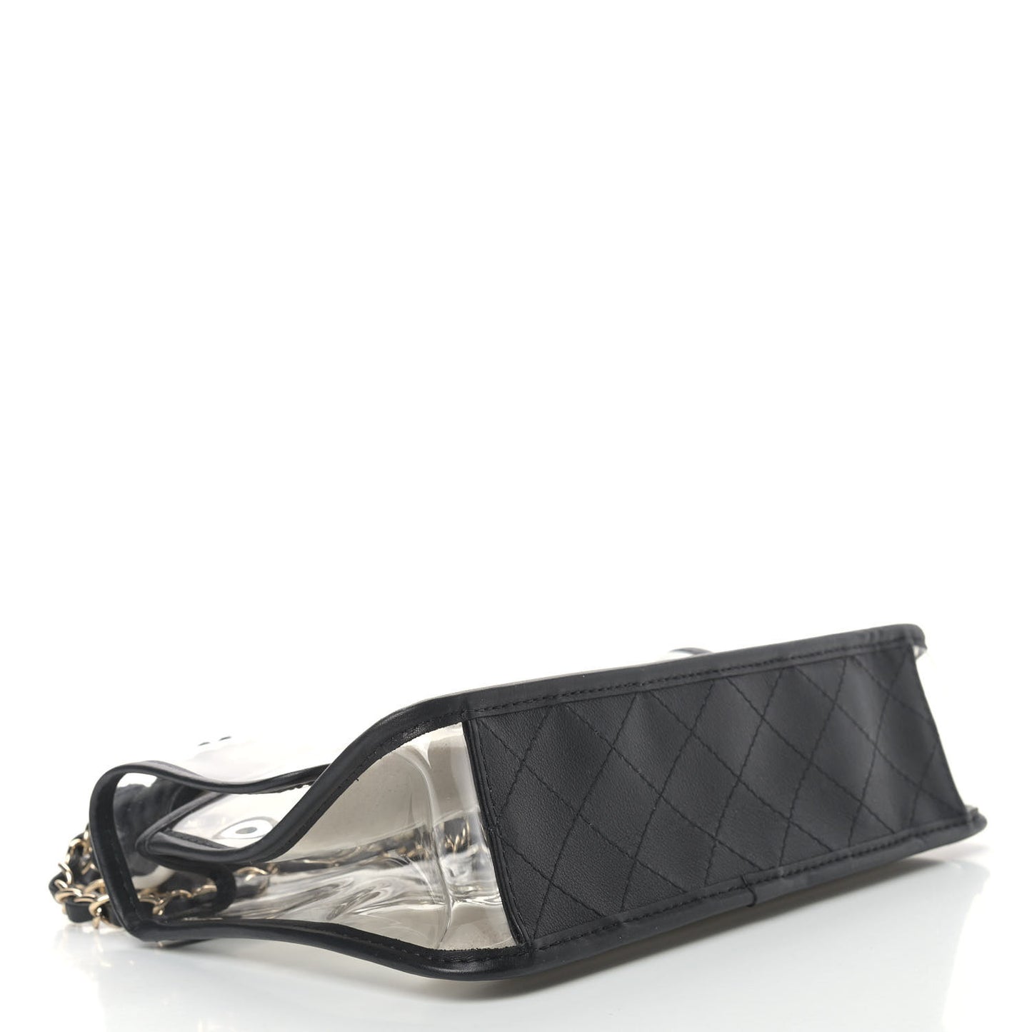 Lambskin PVC Sand By The Sea Flap With Pearl Strap Black