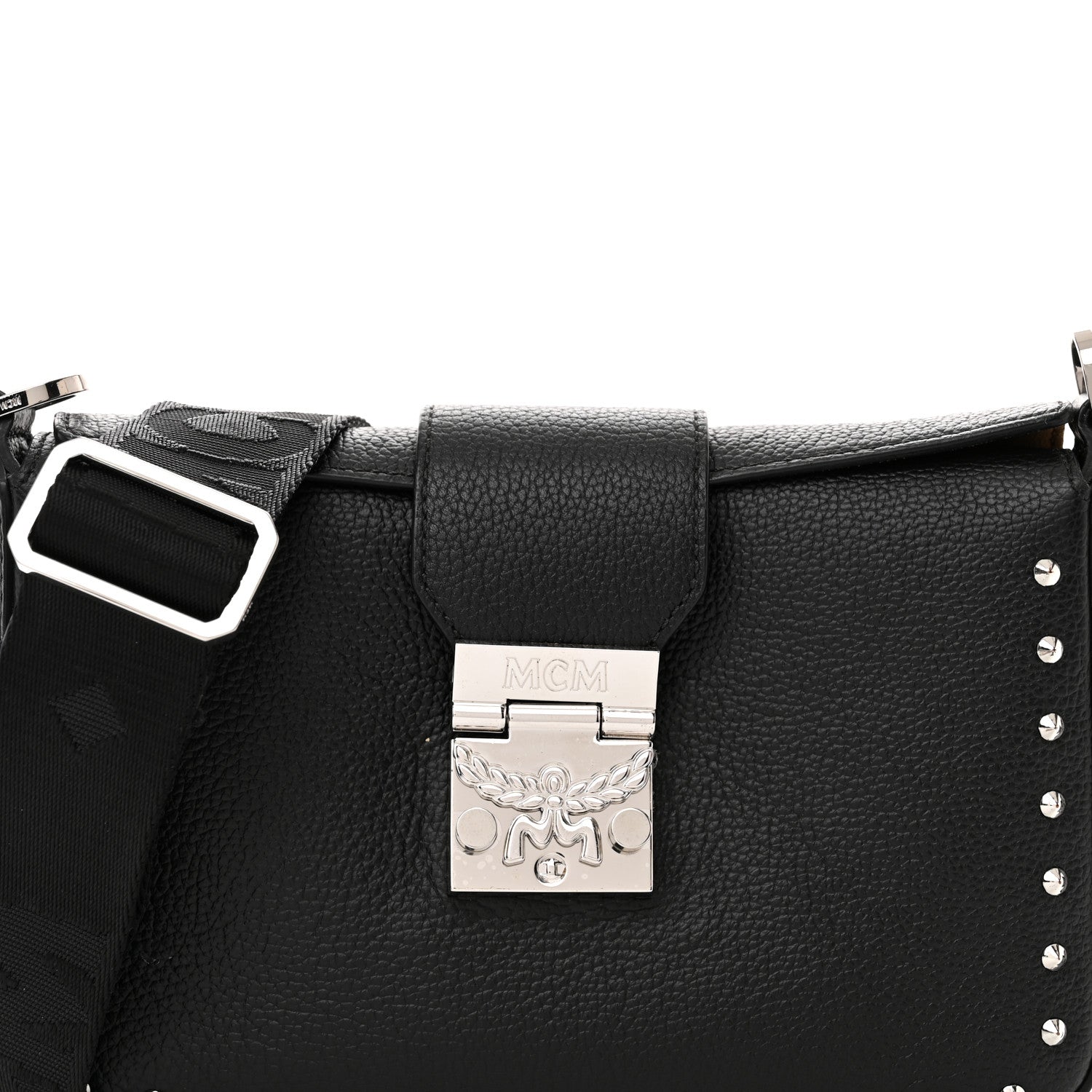 MCM Grained Calfskin Small Kaison Park Avenue Stud Crossbody Bag Black 7 of 12