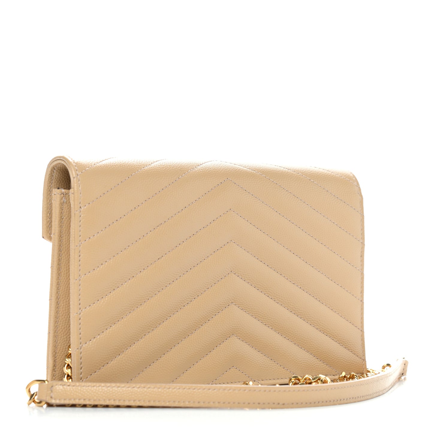 Grain De Poudre Matelasse Chevron Monogram Envelope Chain Wallet Nude Powder