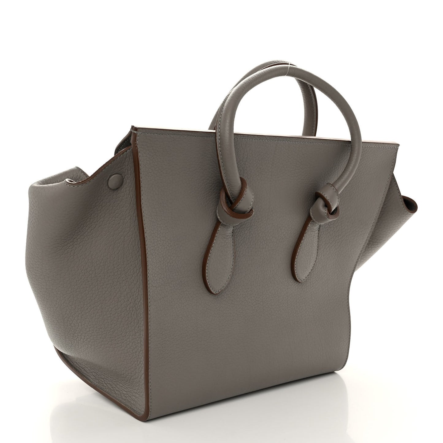 Crisped Calfskin Small Tie Knot Tote Medium Grey