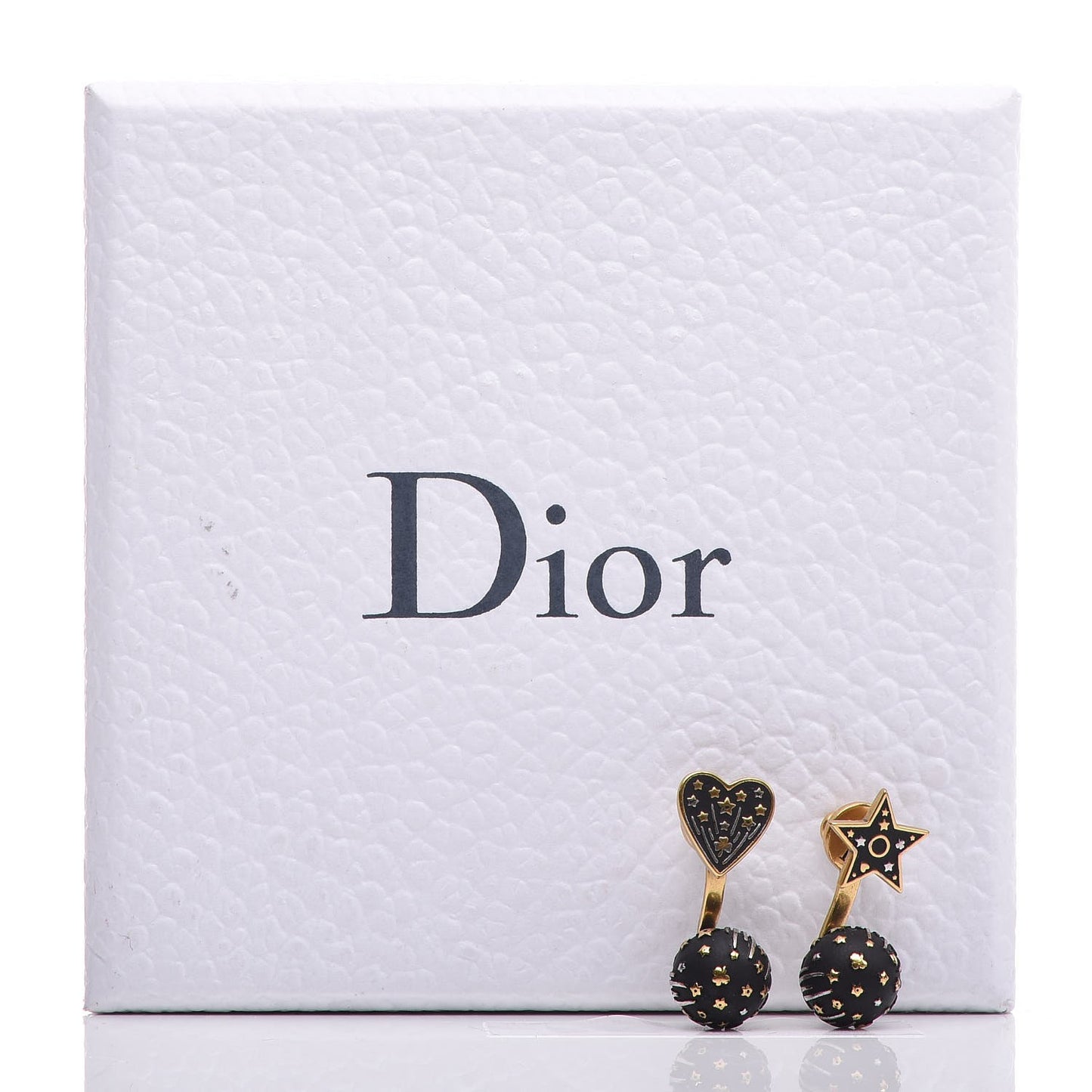 Metal Star Heart Earrings Black Gold