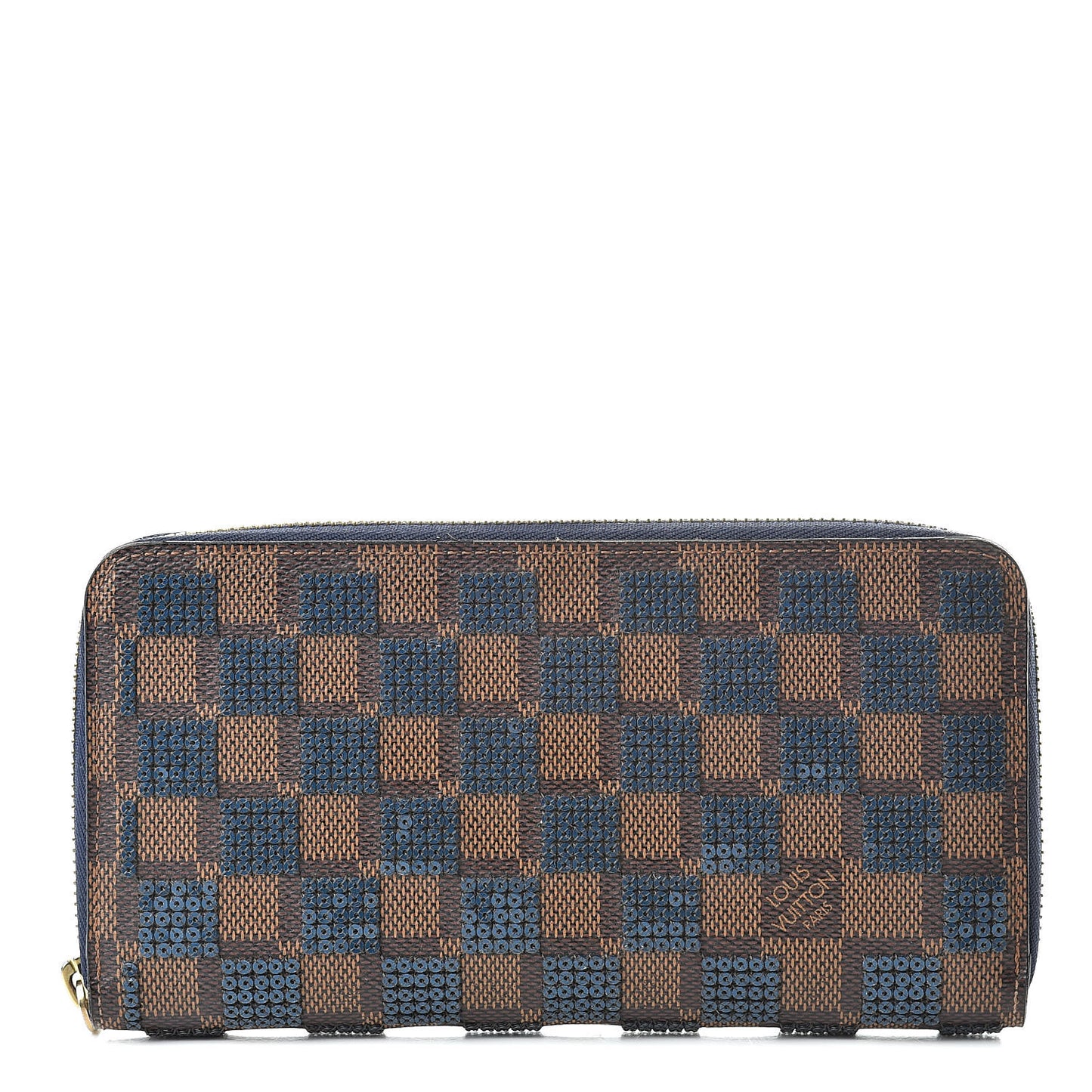 Damier Paillettes Zippy Wallet Blue