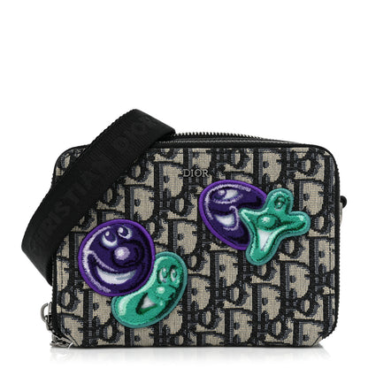 Christian Dior X KENNY SCHARF Oblique Canvas Embroidered Patches Crossbody Charcoal 1 of 10