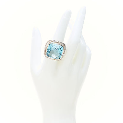 David Yurman Sterling Silver Diamond Blue Topaz 20mm Albion Ring 56 7.5 2 of 5