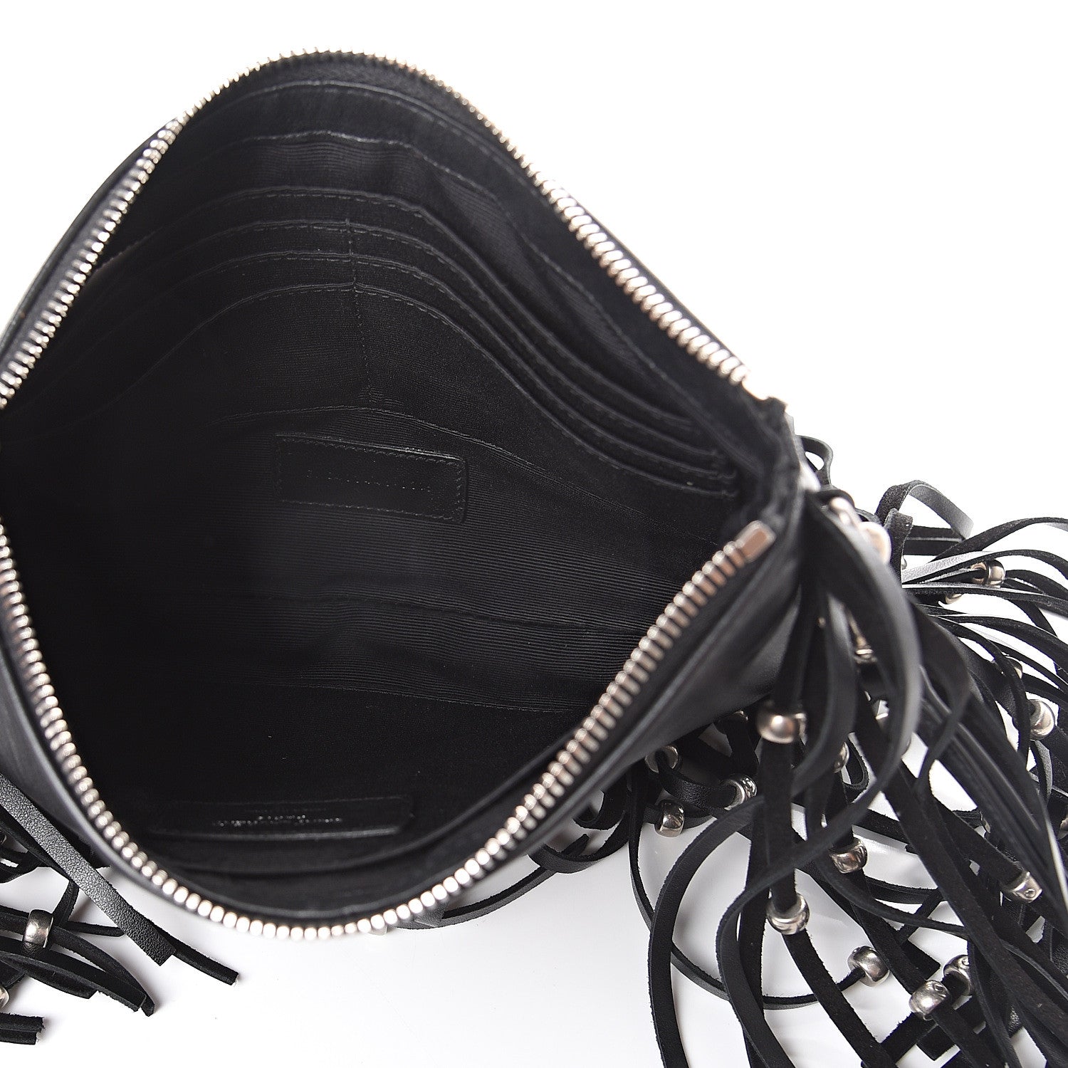 Saint Laurent Calfskin Monogram Fringe Pouch Black 4 of 5
