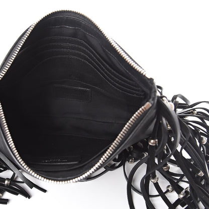 Saint Laurent Calfskin Monogram Fringe Pouch Black 4 of 5