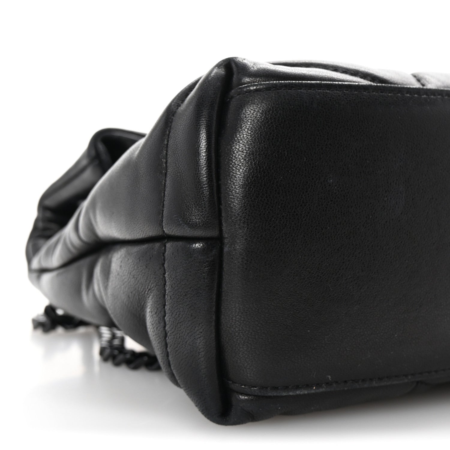 Saint Laurent Lambskin Quilted Monogram Monochrome Small Loulou Puffer Chain Satchel Black 8 of 9