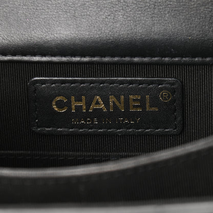 Chanel Calfskin Chrevron Quilted North South Boy Flap Black 6 of 10