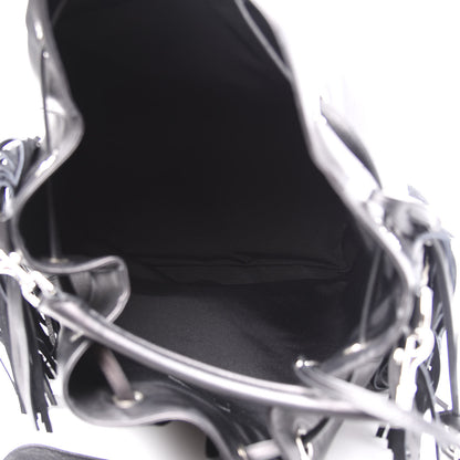 Saint Laurent Calfskin Fringe Bucket Bag Black 5 of 14