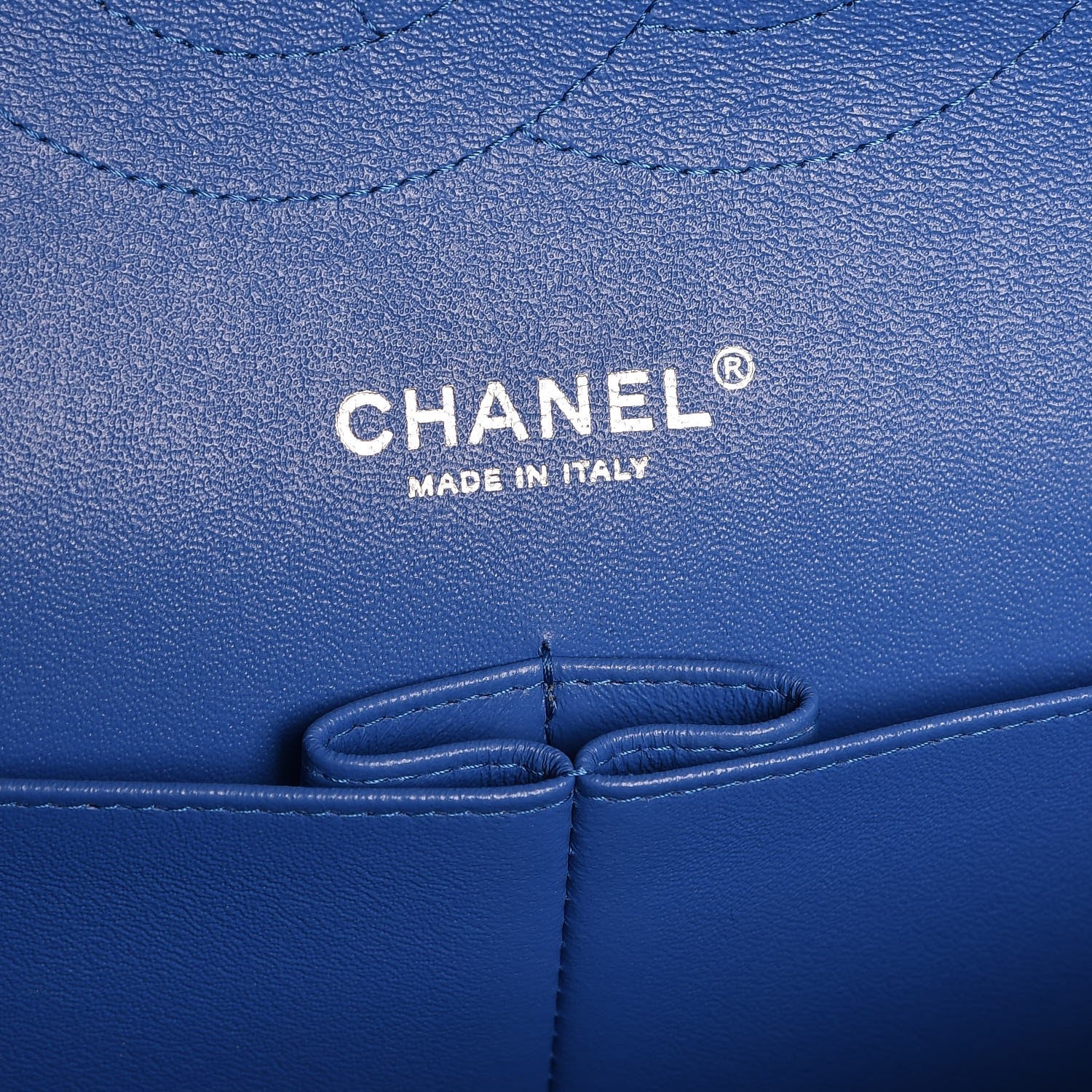 Chanel Caviar Chevron Quilted Jumbo Double Flap Bright Blue 5 of 8