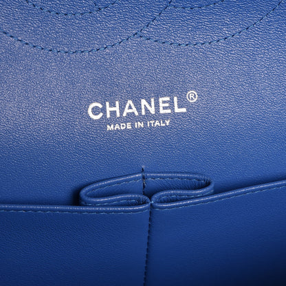 Chanel Caviar Chevron Quilted Jumbo Double Flap Bright Blue 5 of 8
