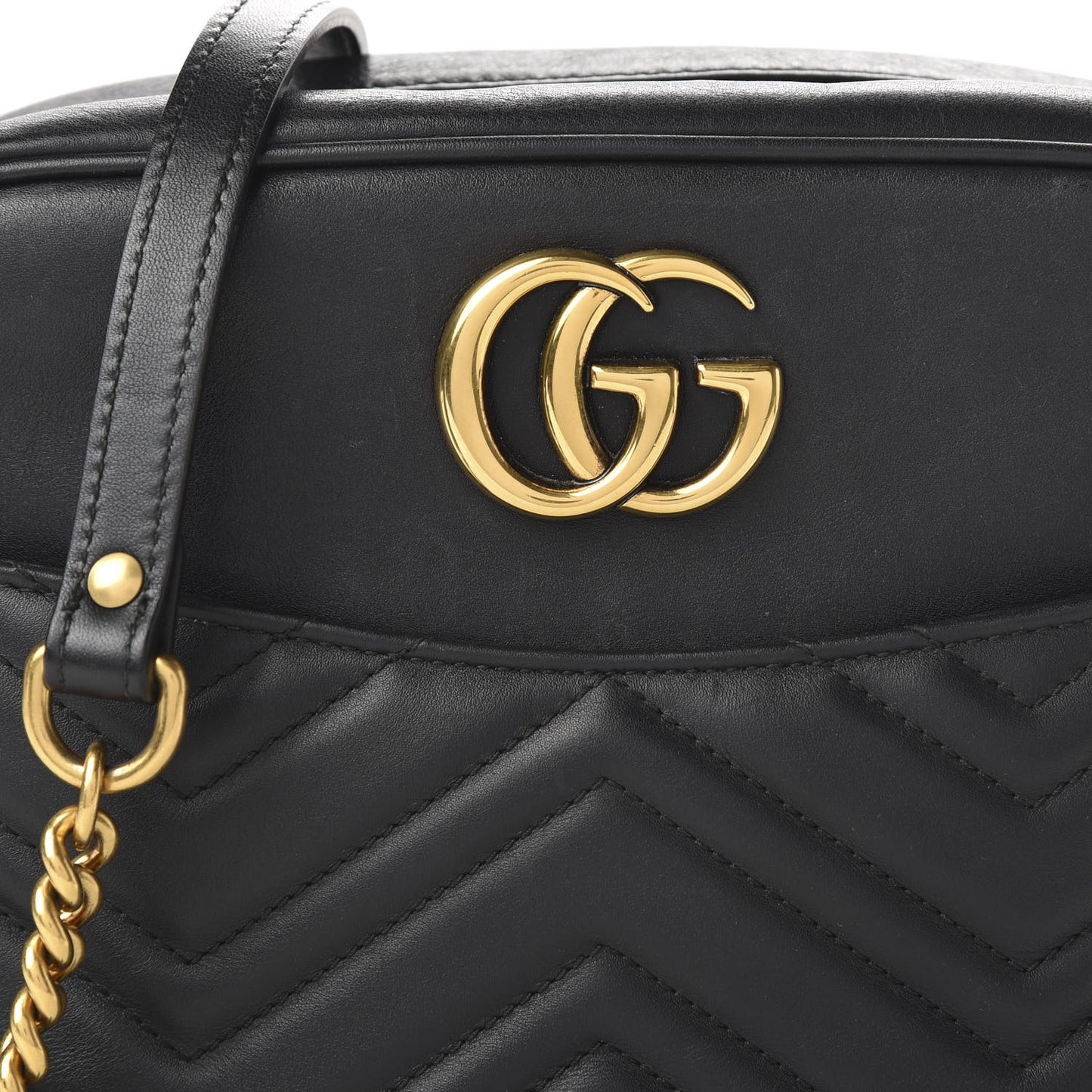 Calfskin Matelasse Medium GG Marmont Chain Shoulder Bag Black