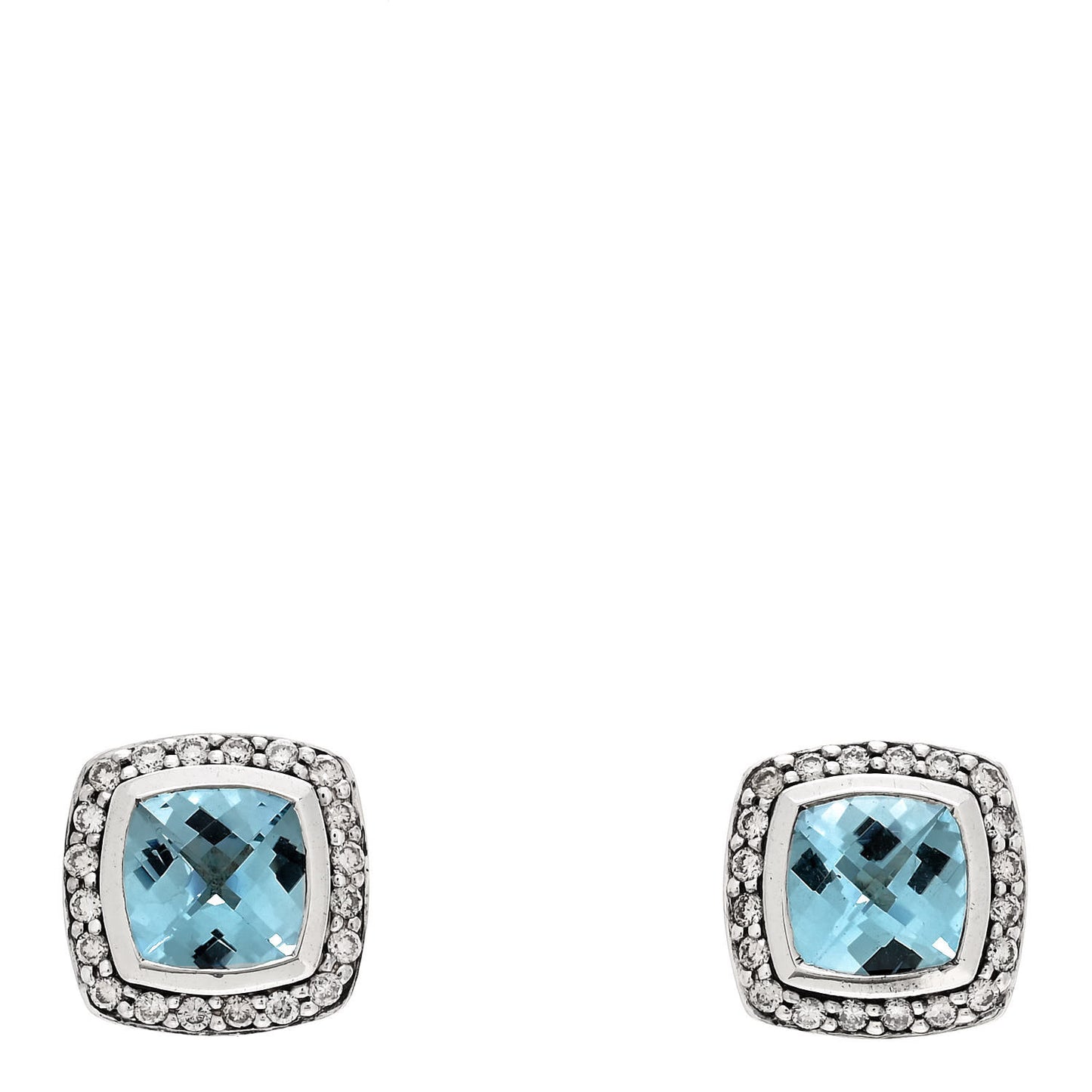 Sterling Silver Diamond Blue Topaz 7mm Petite Albion Earrings