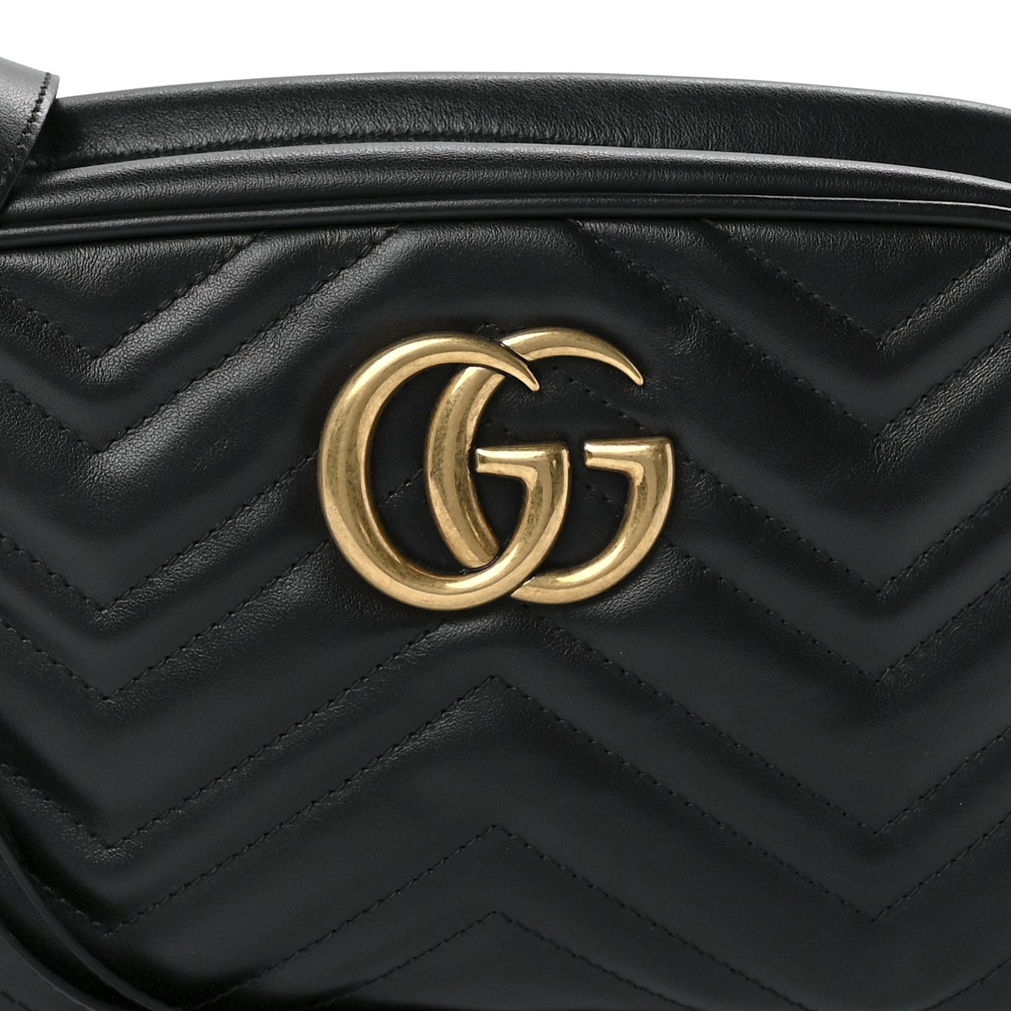 Calfskin Matelasse Small GG Marmont Chain Shoulder Bag Black