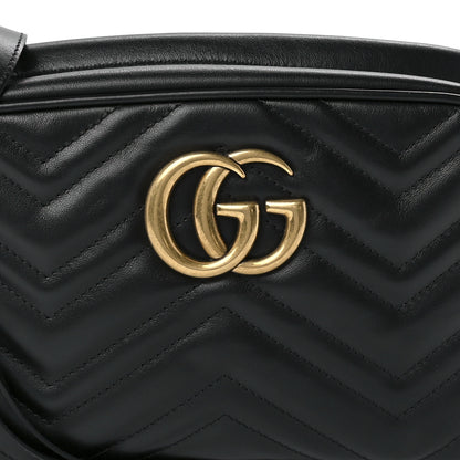 Gucci Calfskin Matelasse Small GG Marmont Chain Shoulder Bag Black 9 of 12
