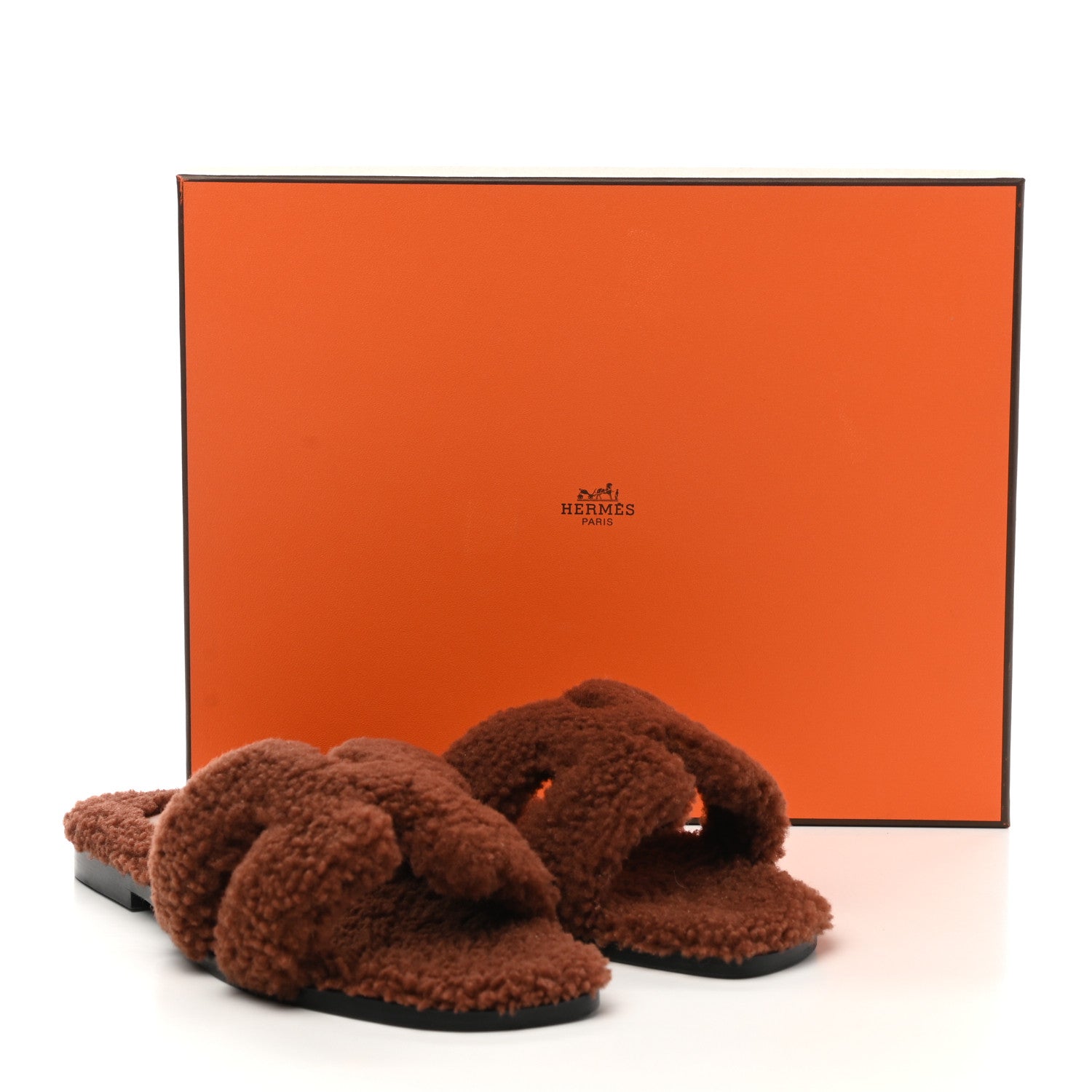 Hermes Woolskin Oran Sandals 37 Cognac 8 of 8