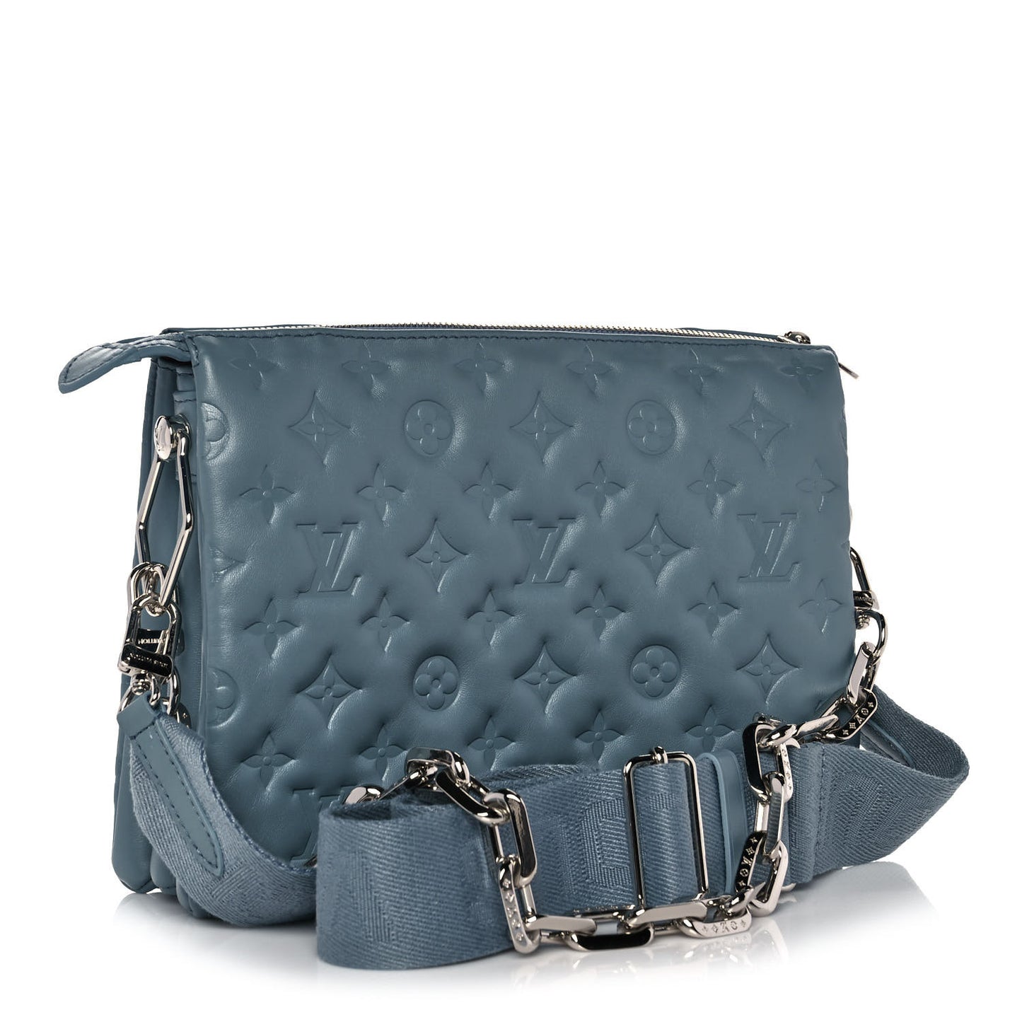 Lambskin Embossed Monogram Coussin PM Blue Glacier