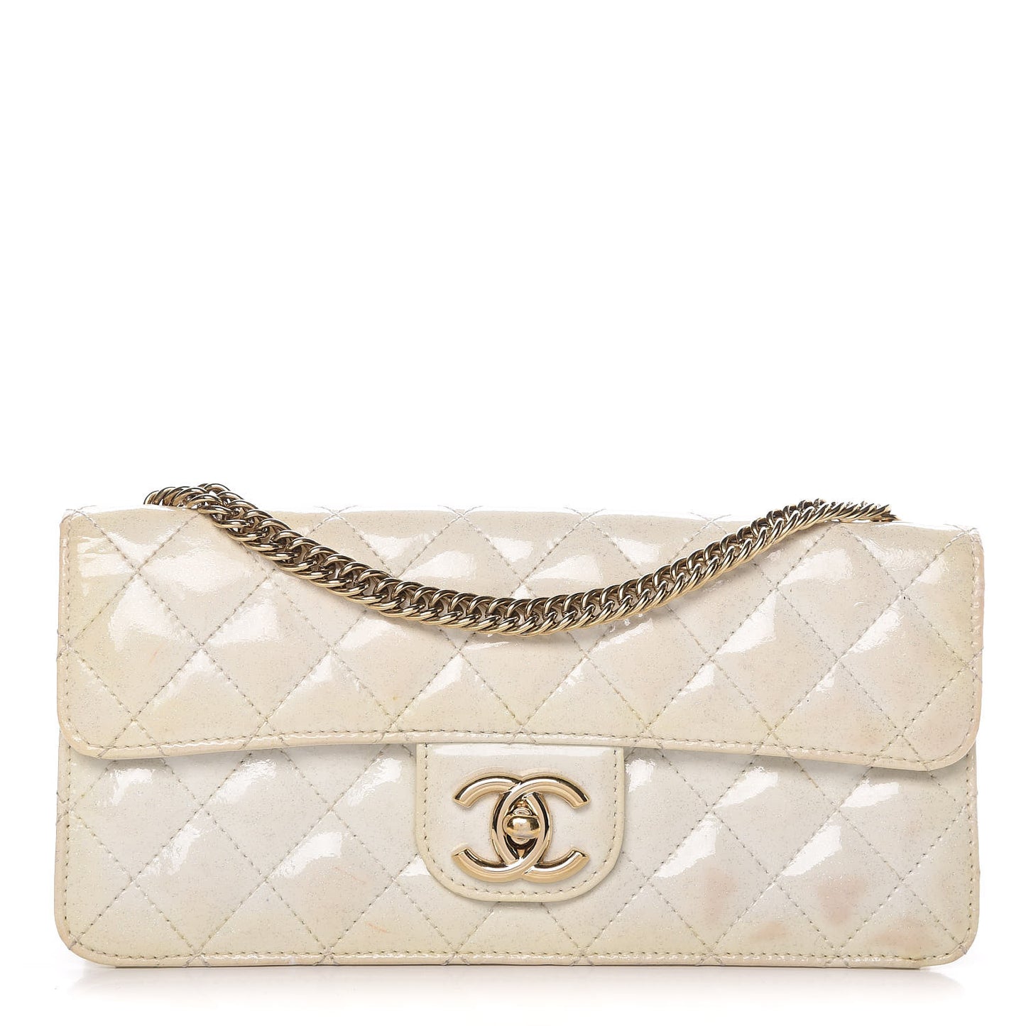 Patent Quilted Evening Star East West Flap White