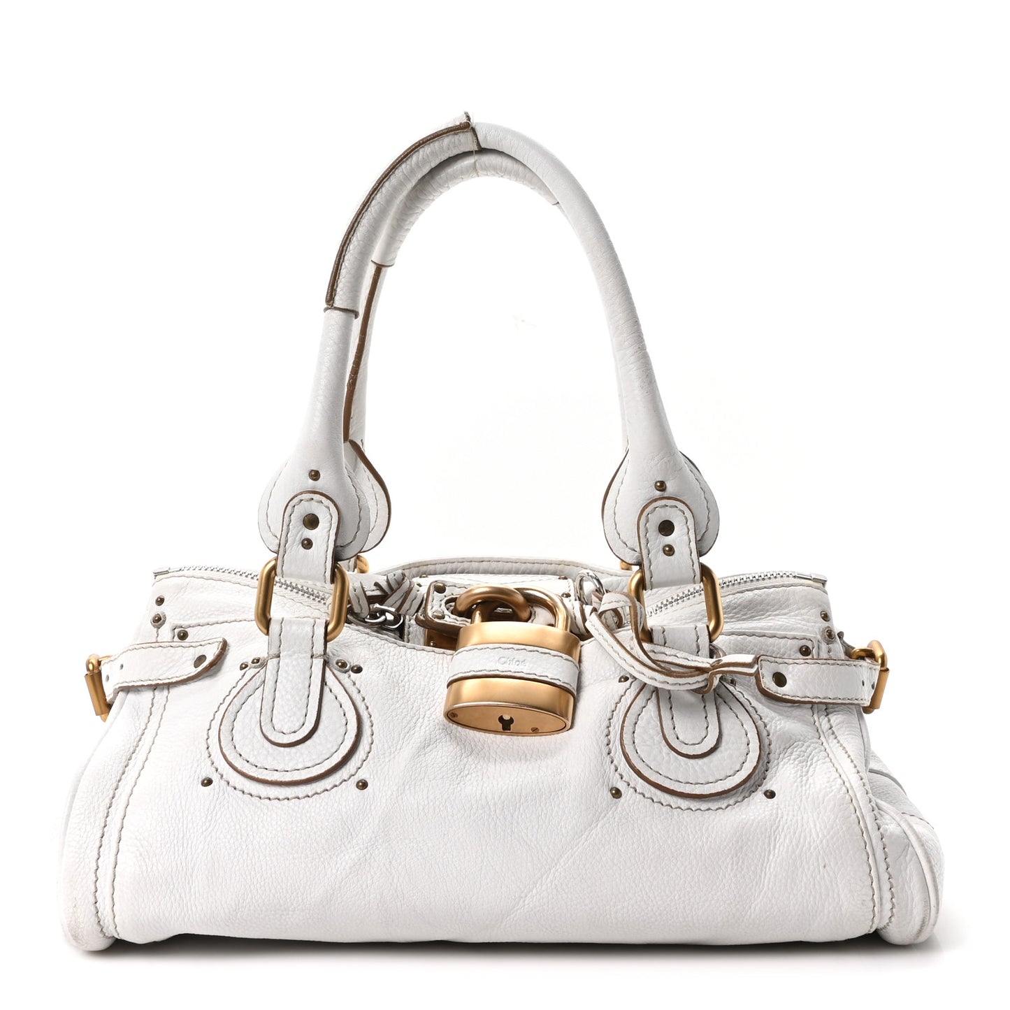 Calfskin Medium Paddington Satchel White