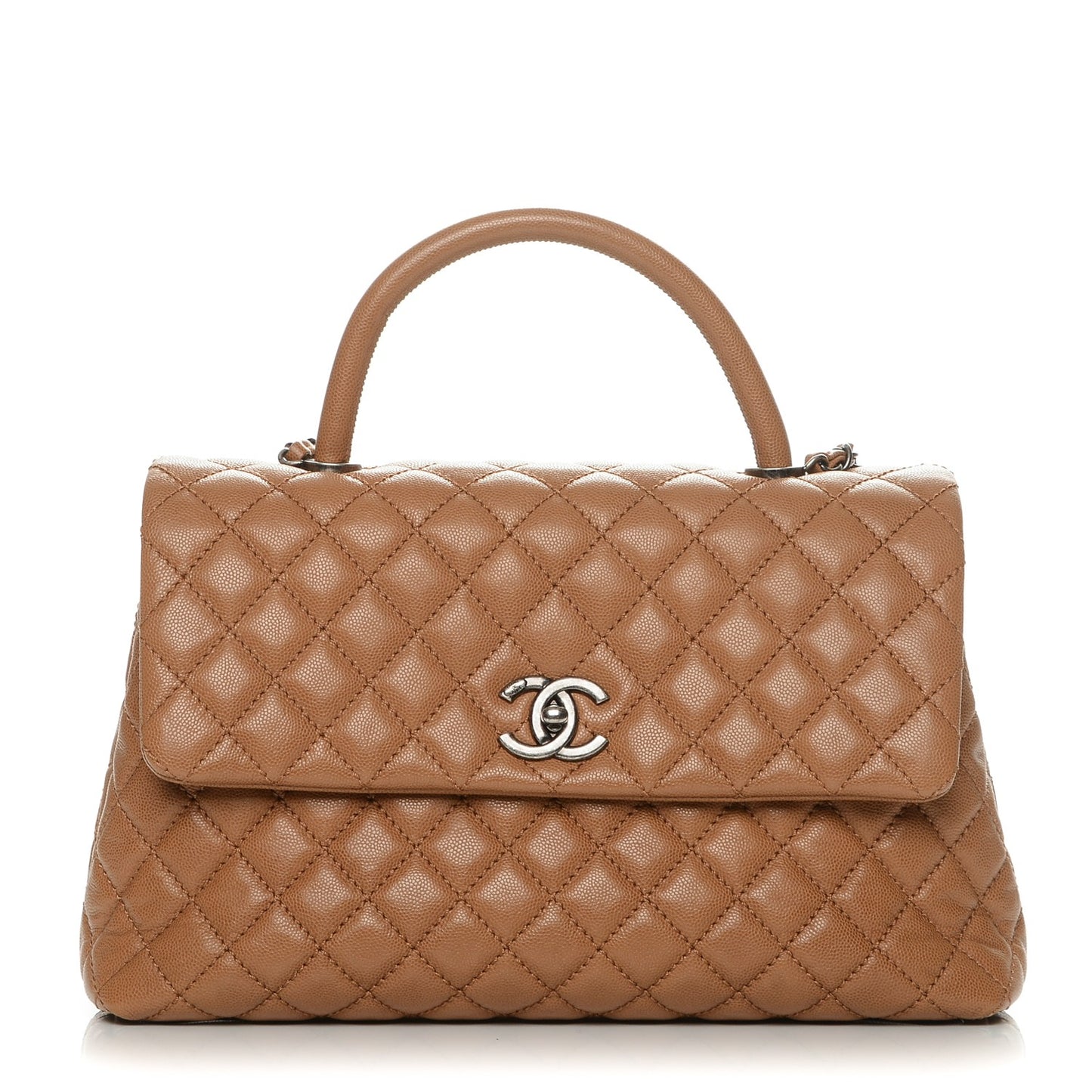 Caviar Quilted Medium Coco Handle Flap Camel