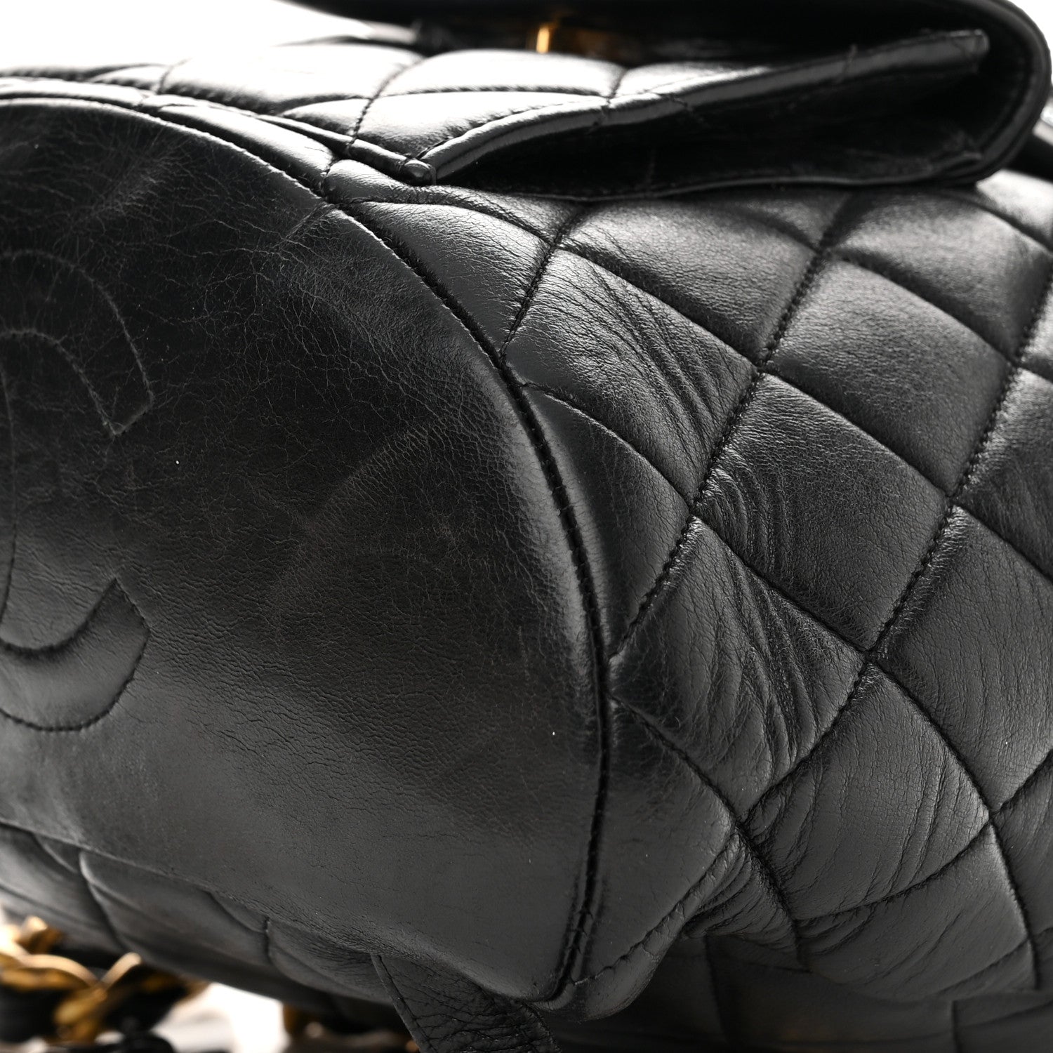Chanel Lambskin Quilted Drawstring Backpack Black 10 of 15