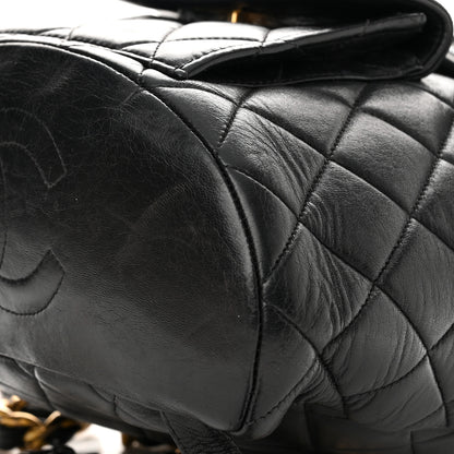 Chanel Lambskin Quilted Drawstring Backpack Black 10 of 15