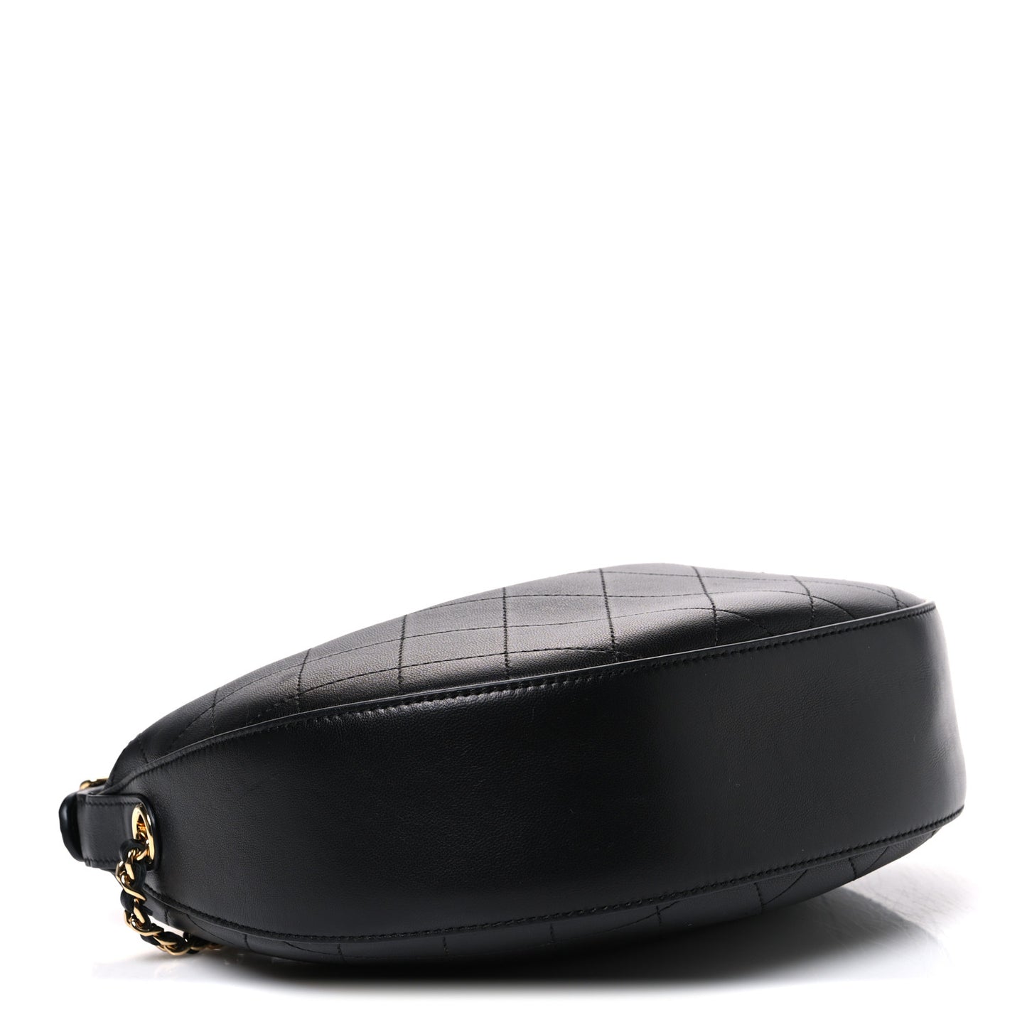 Lambskin Quilted Hobo Clutch With Chain Black