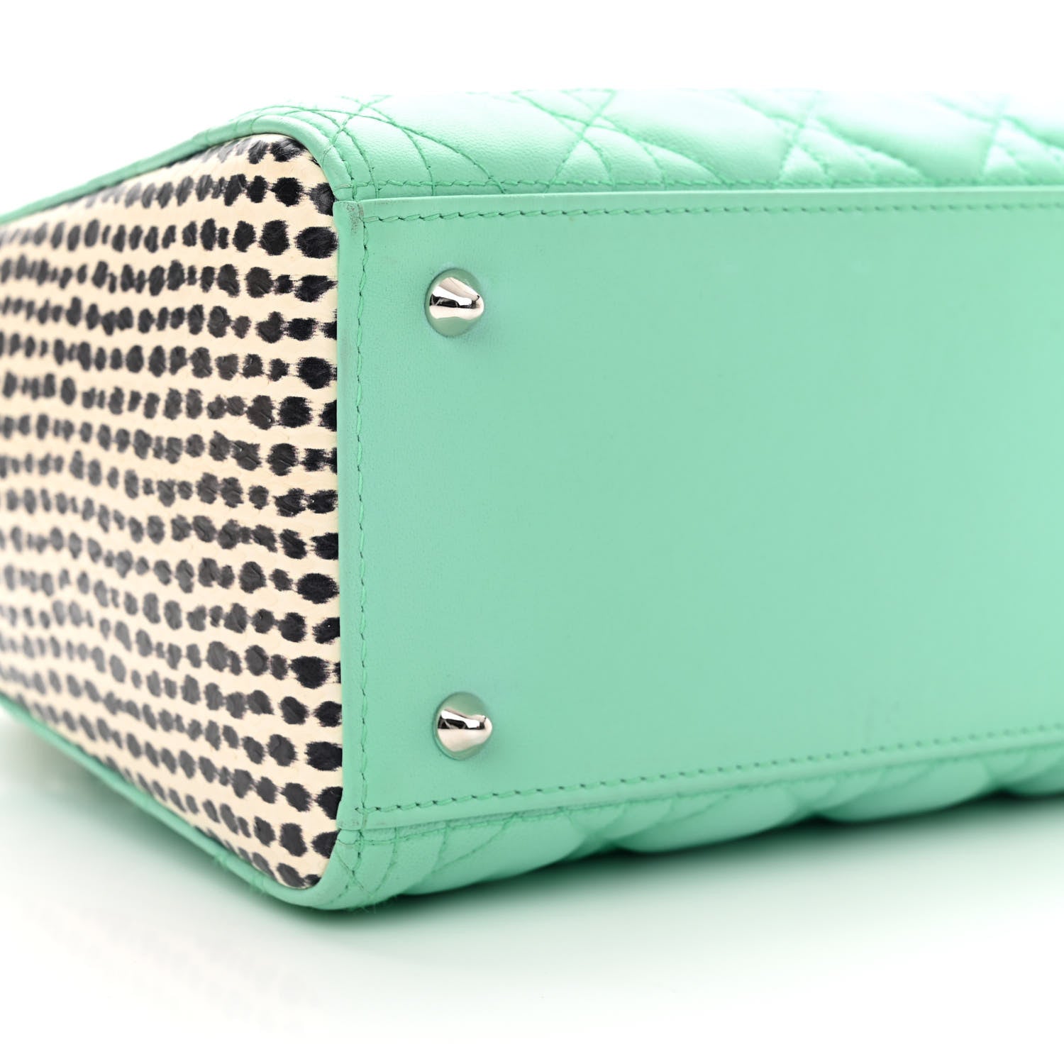 Christian Dior Lambskin Snakeskin Medium Lady Dior Light Blue Multicolor 9 of 13