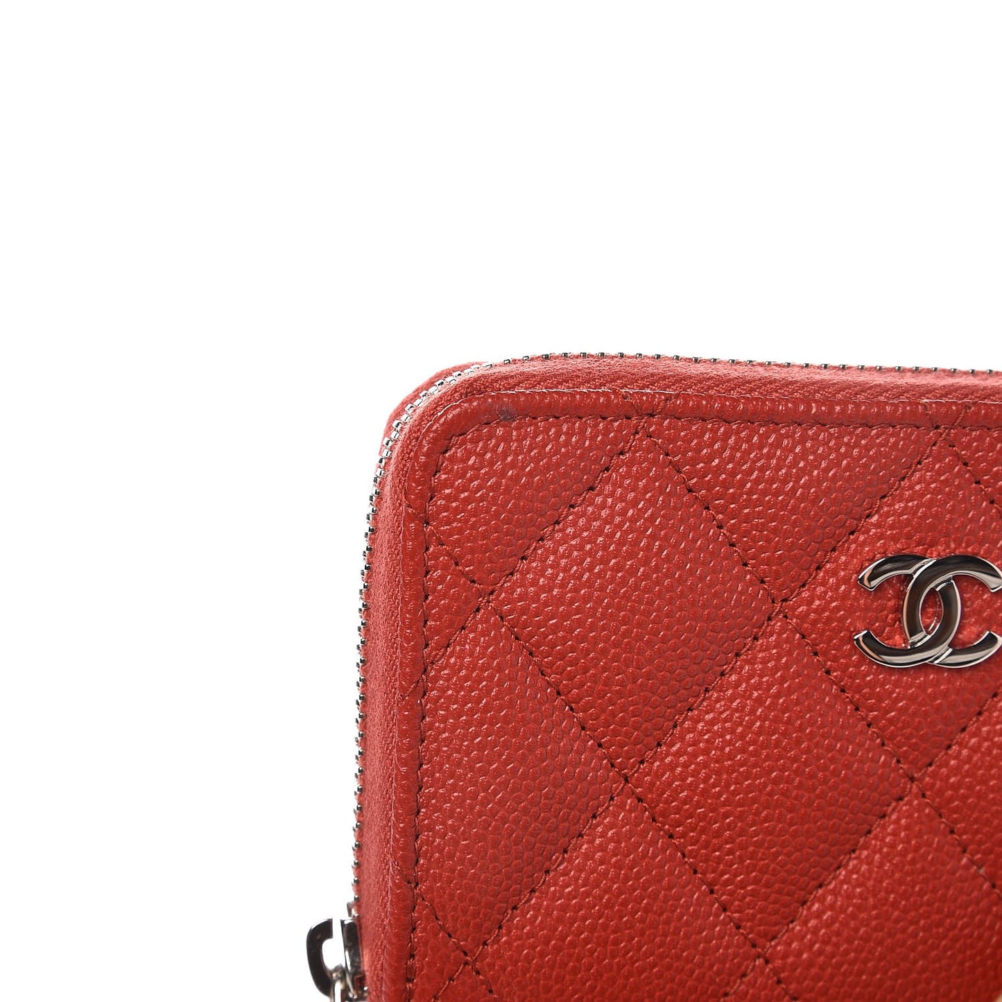 Caviar Quilted Zip Around Coin Purse Red