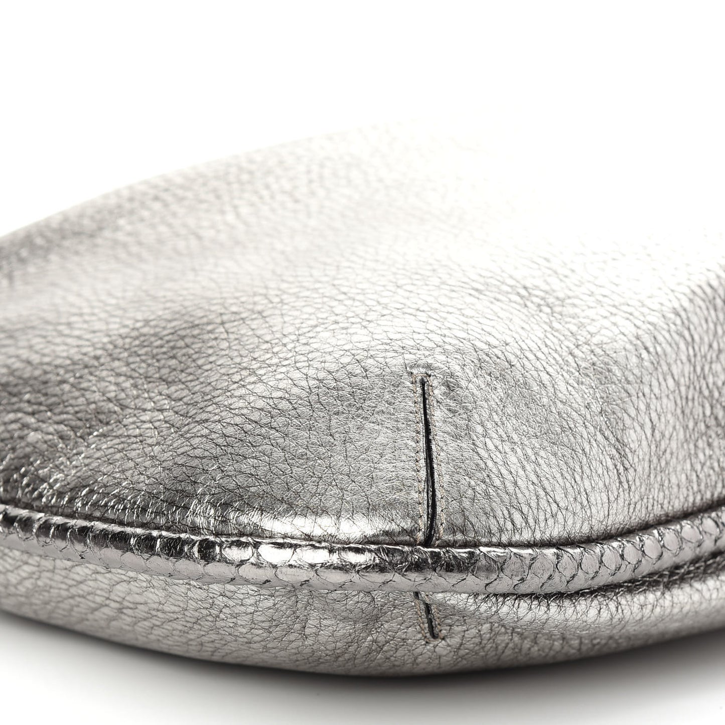 Metallic Pebbled Calfskin Hobo Silver
