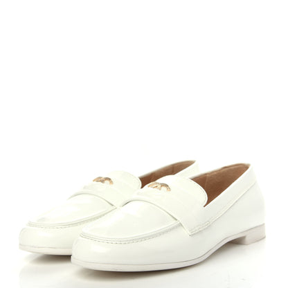 Chanel Patent CC Mocassin Loafers 35.5 White 3 of 10