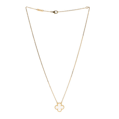 Van Cleef & Arpels 18K Yellow Gold Mother of Pearl Vintage Alhambra Pendant Necklace 3 of 8