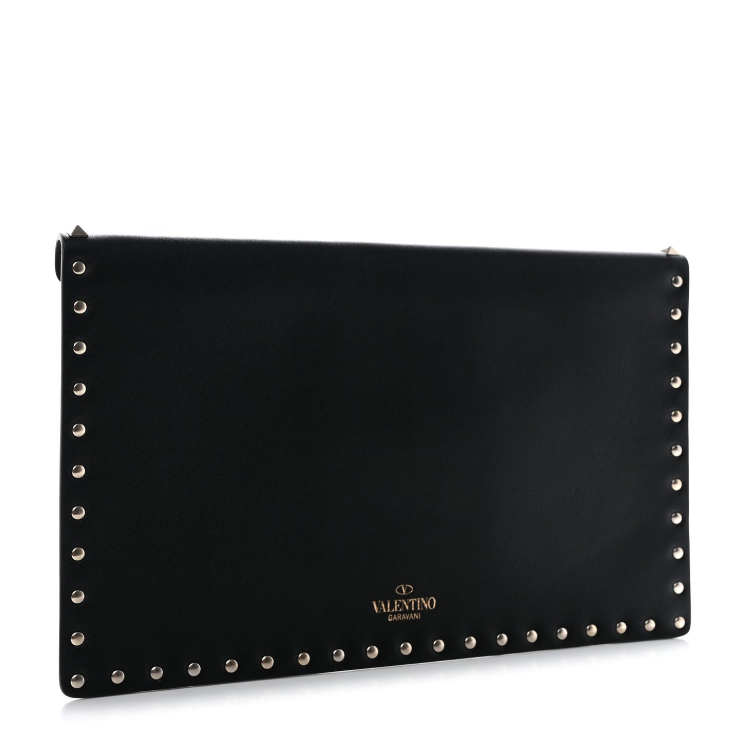 Vitello Large Rockstud Envelope Clutch Black