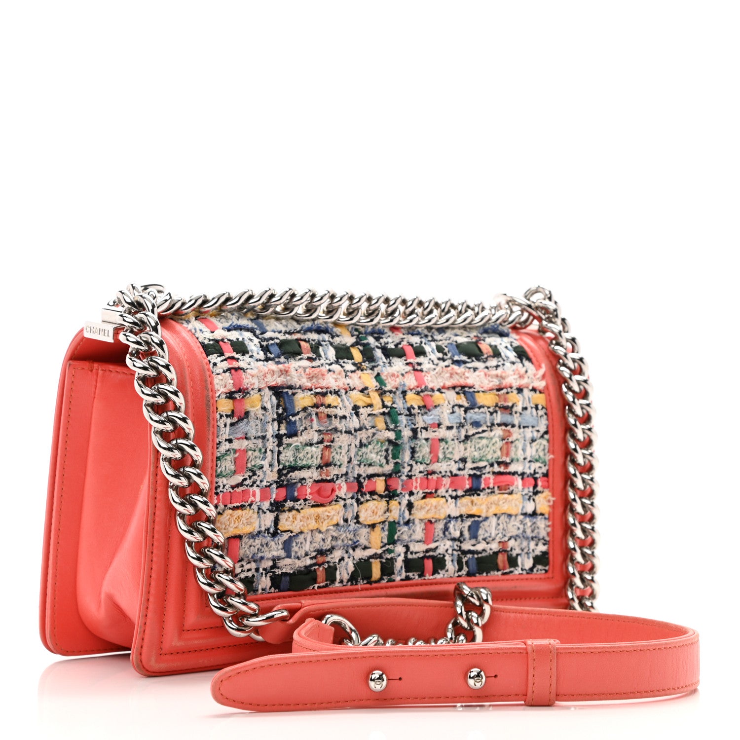 Chanel Lambskin Tweed Medium Boy Flap Coral 2 of 17