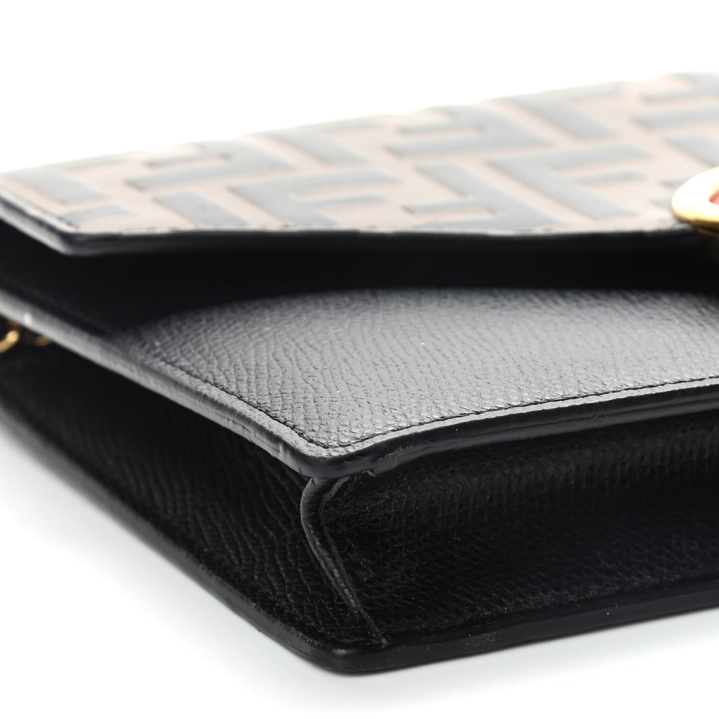 Vitello Cruise F is Fendi Bi-Color FF 1974 Embossed Medium Envelope Wallet On Chain Black Maya