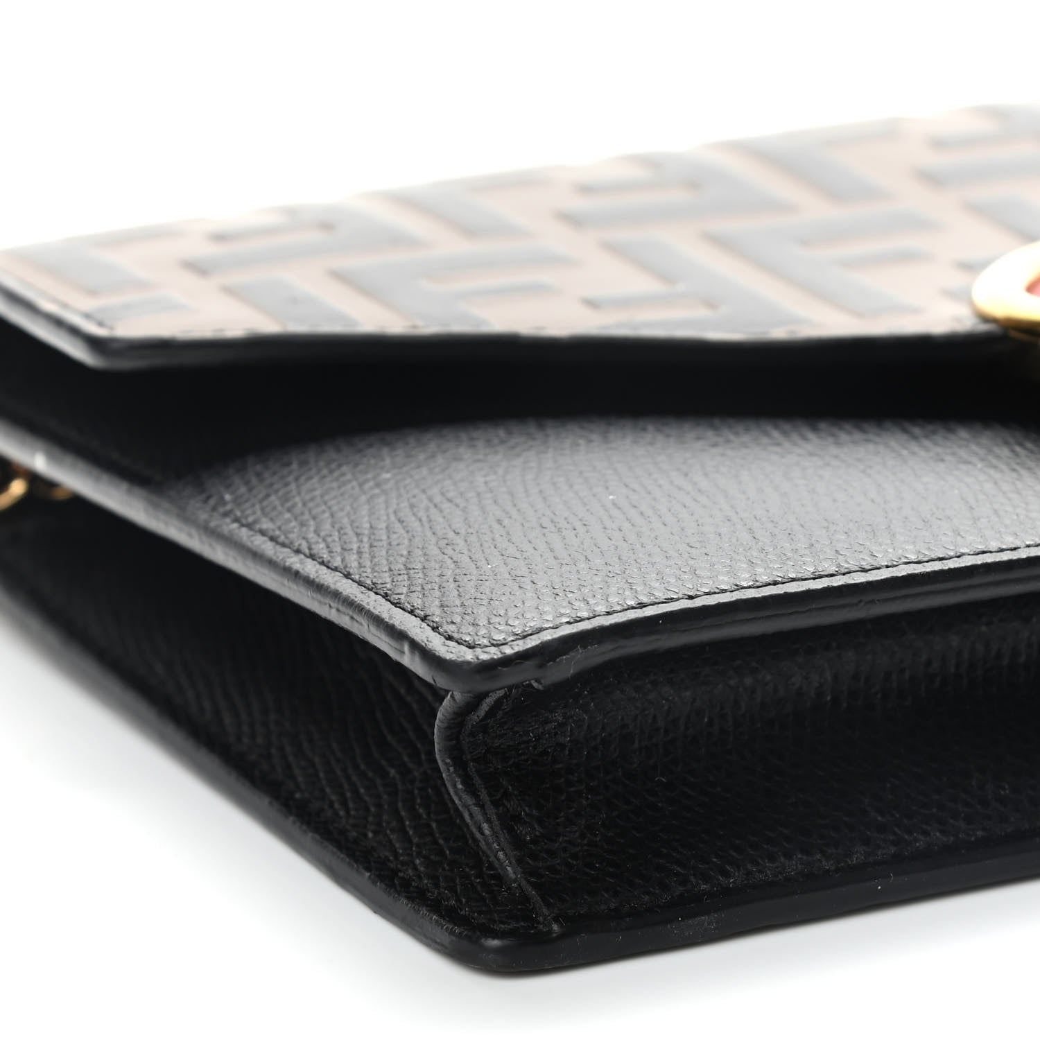 Fendi Vitello Cruise F is Fendi Bi-Color FF 1974 Embossed Medium Envelope Wallet On Chain Black Maya 13 of 14