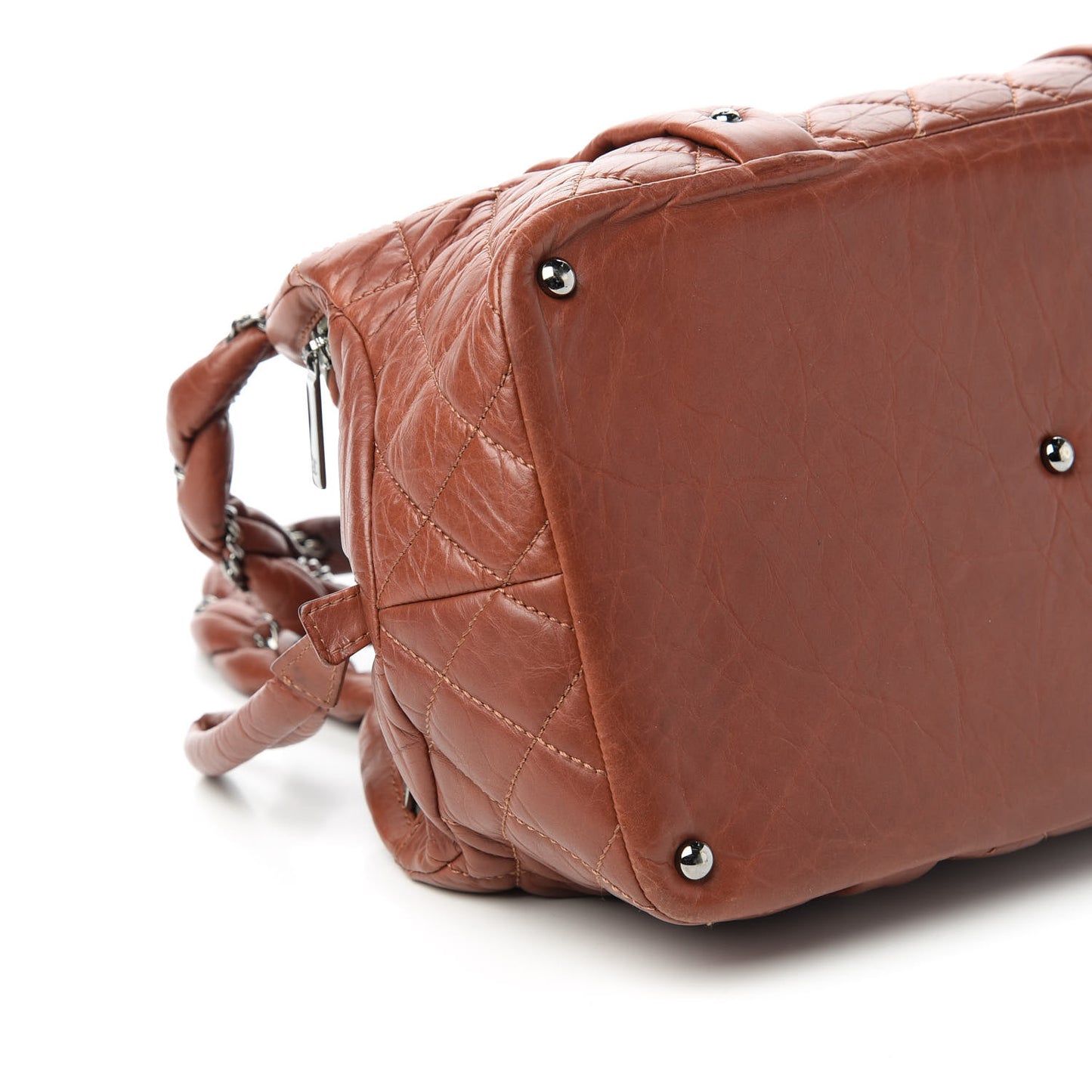 Distressed Lambskin Vintage Ligne Lady Braid Tote Brown