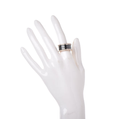 Bulgari 18K Rose Gold Black Ceramic Diamond B.Zero1 Four-Band Ring 57/8.25 2 of 6
