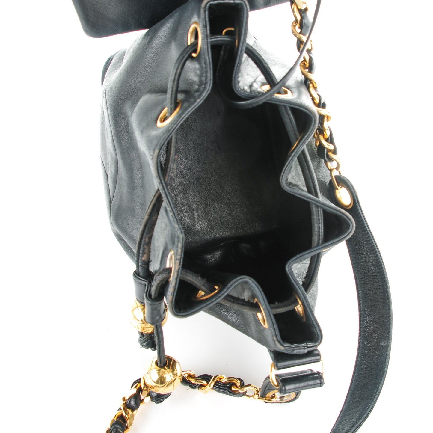 Lambskin CC Drawstring Bag Black