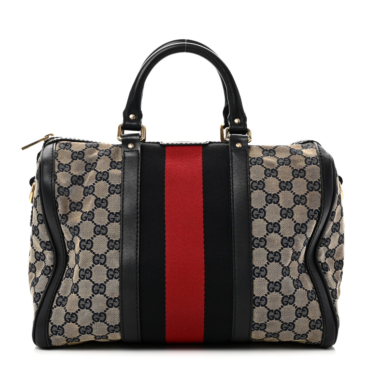 Monogram Selleria Calfskin Vintage Web Medium Boston Beige Blue