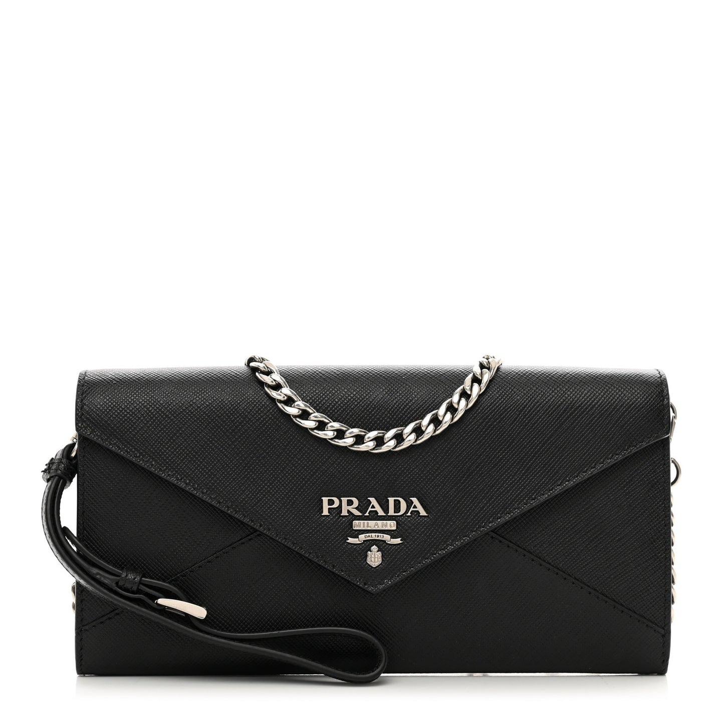 Saffiano Envelope Wristlet Crossbody Wallet Black