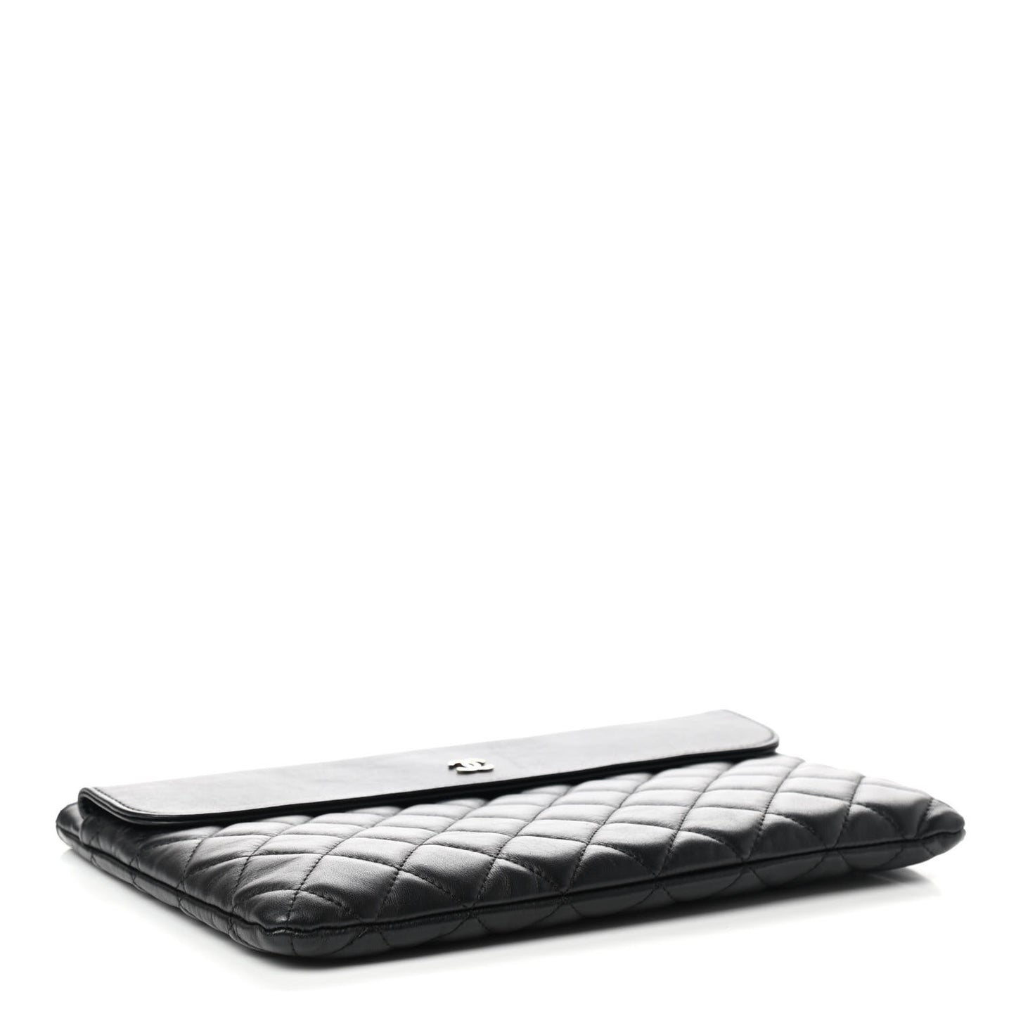 Lambskin Quilted Medium Flap Cosmetic Case Black
