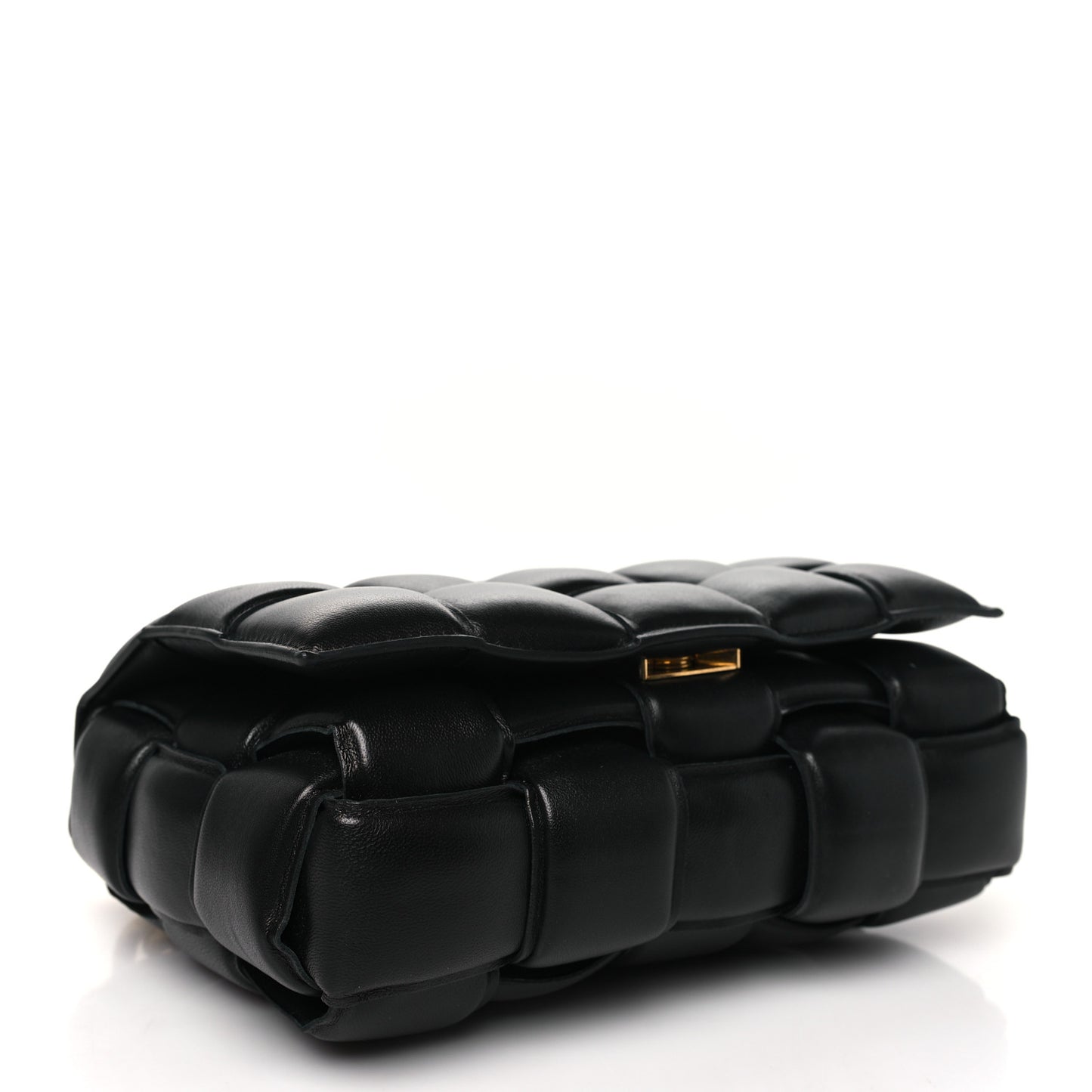Lambskin Maxi Intreccio Padded Chain Cassette Crossbody Bag Black