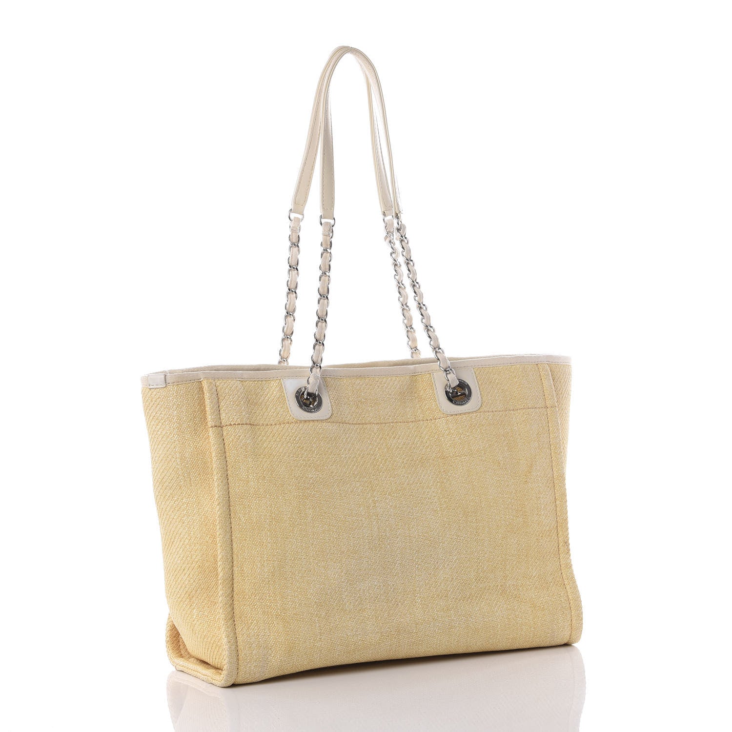 Chanel Canvas Small Deauville Tote Light Yellow 2 of 9