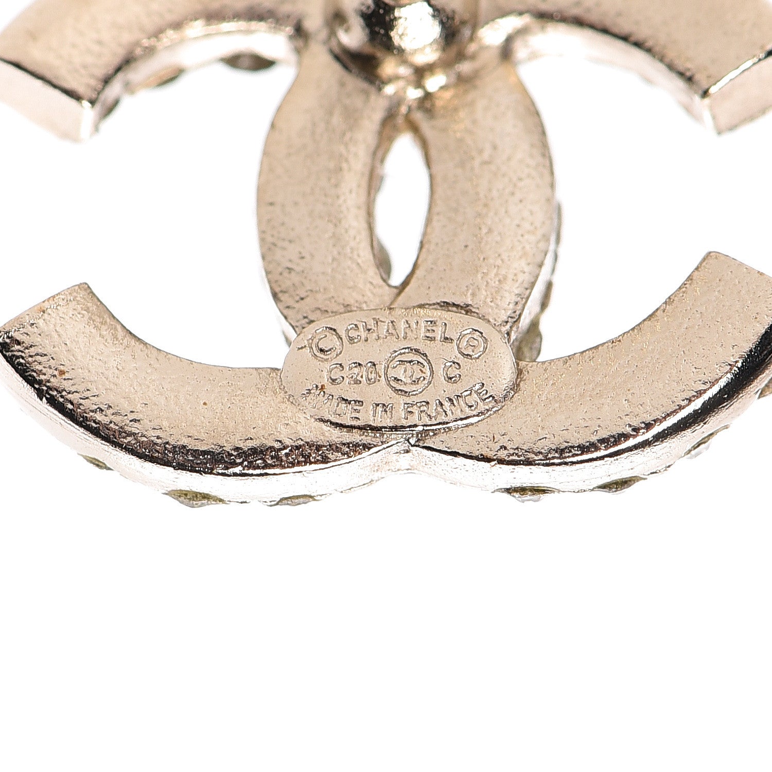 Chanel Crystal CC Earrings Light Gold 4 of 5