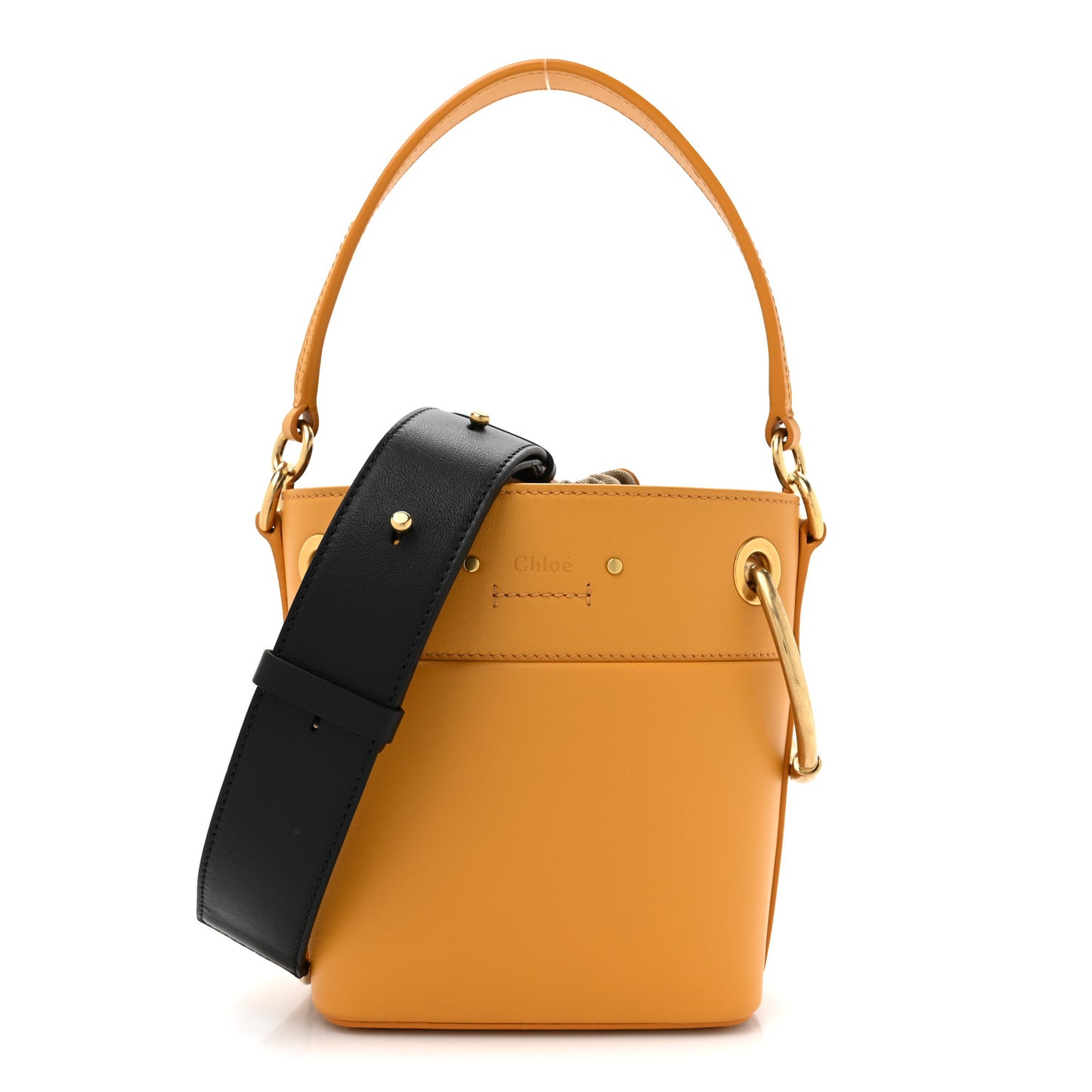 Smooth Calfskin Mini Roy Bucket Bag Burning Camel