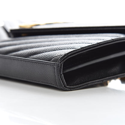 Saint Laurent Grain De Poudre Matelasse Chevron Monogram Chain Wallet Black 9 of 9