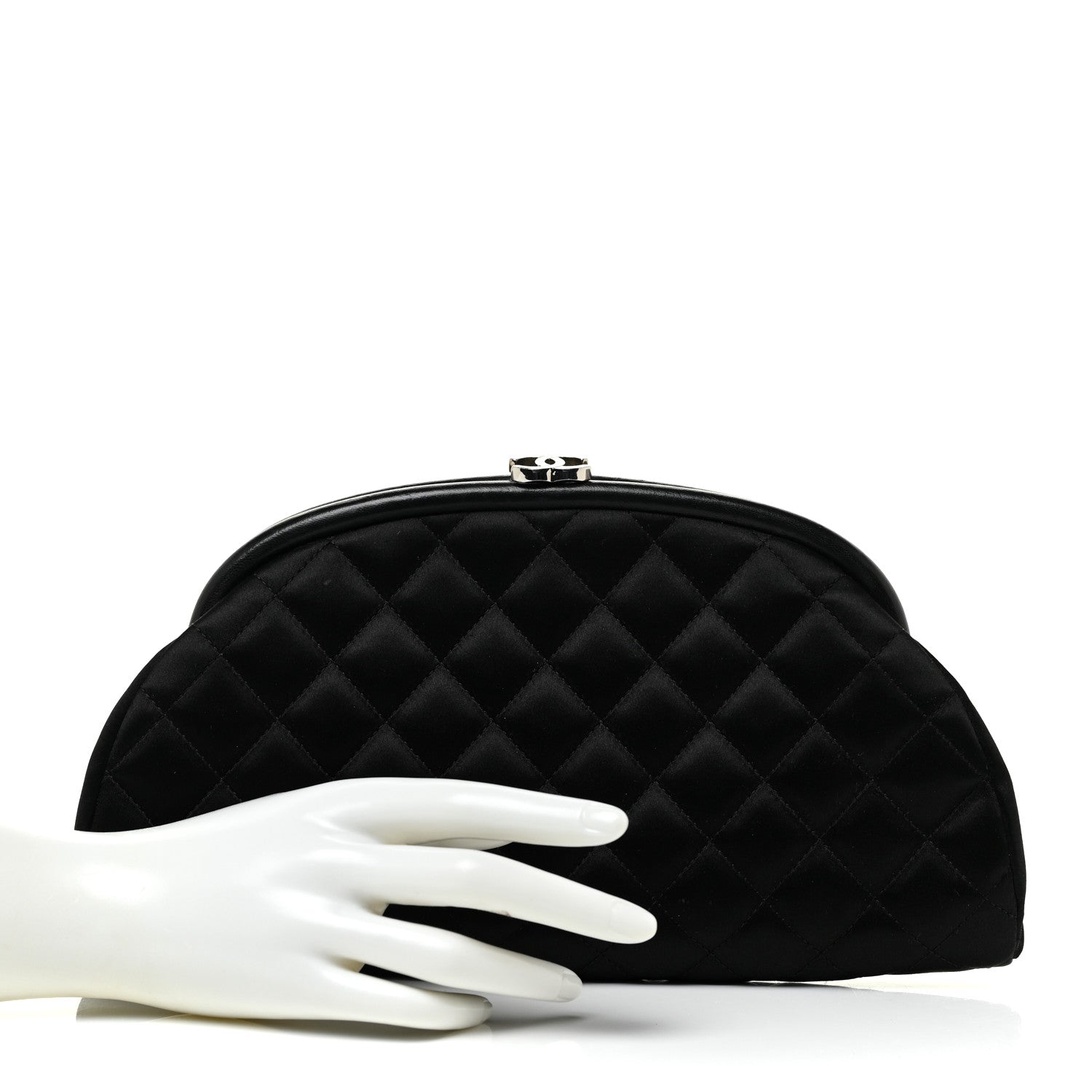 Chanel Satin Quilted Timeless Clutch Black 2 of 11