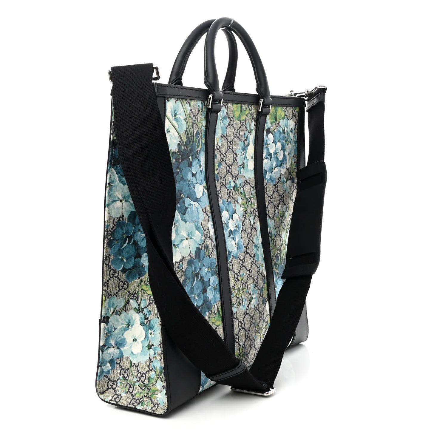 GG Supreme Monogram Blooms Vertical Tote Blue