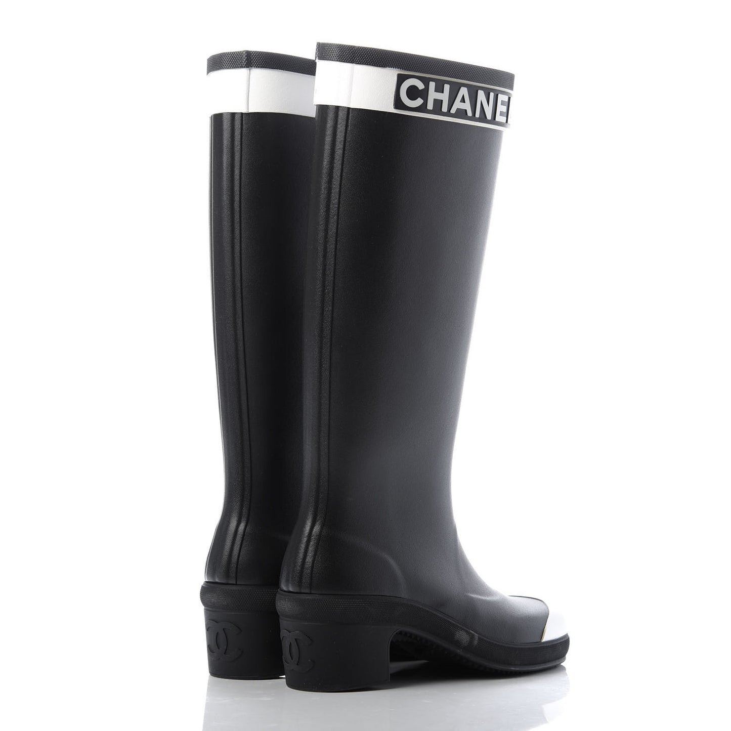 Rubber Logo Rain Boots 36 Black White
